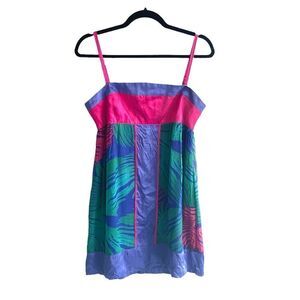 MARCIANO GUESS Silk Sleeveless Tropical Print Mini Dress Purple Pink Green M